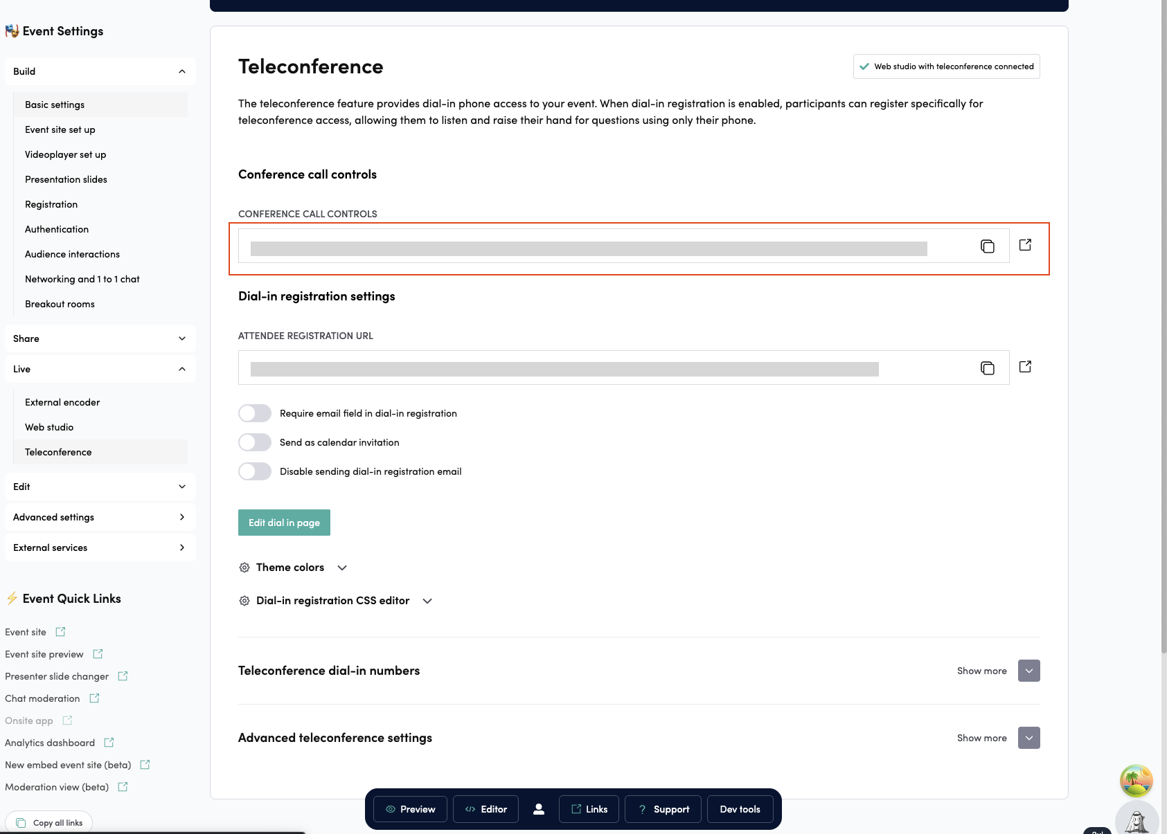 Conference Call Admin Interface
